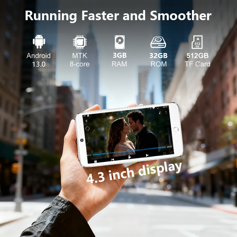 96GB (64GB+32GB) mp3 player with Camera Android 13.0 with Bluetooth 5.0 and WiFi, 4.3-inch touch screen, Spotify,Audible,Pandora