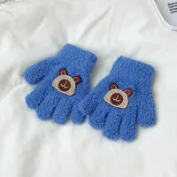 1-3Y Cartoon Children's Gloves for Autumn and Winter Cute Babies Warm Five Finger Plush Solid Color for Children and Infants 6