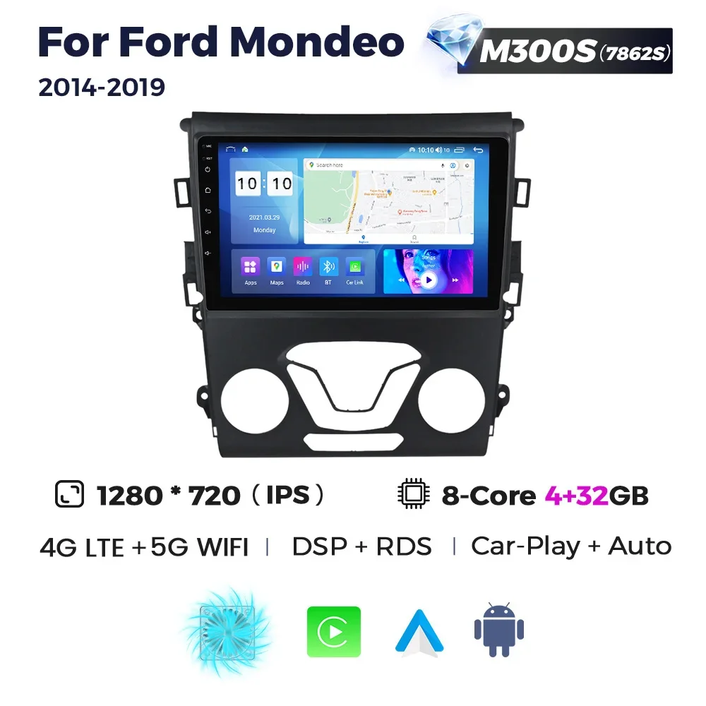 thumbnail image 1 of Radio estéreo para automóvil MEKEDE para Ford Mondeo 5 Fusion 2014-2019 Unidad principal con pantalla táctil WIFI 4G LTE Carplay multimedia automotriz, 1 of 5