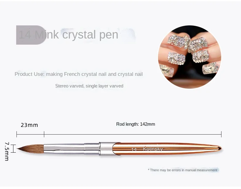 Professional Kolinsky Acrylic Nail Brush - Size 2-18#