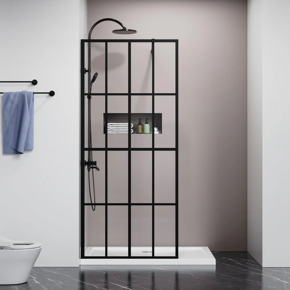 Shower door  -  Transparent frame shower screen with walk-in black finish makes bathing experience easy and strong construction 2