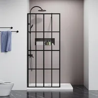 Shower door  -  Transparent frame shower screen with walk-in black finish makes bathing experience easy and strong construction 2