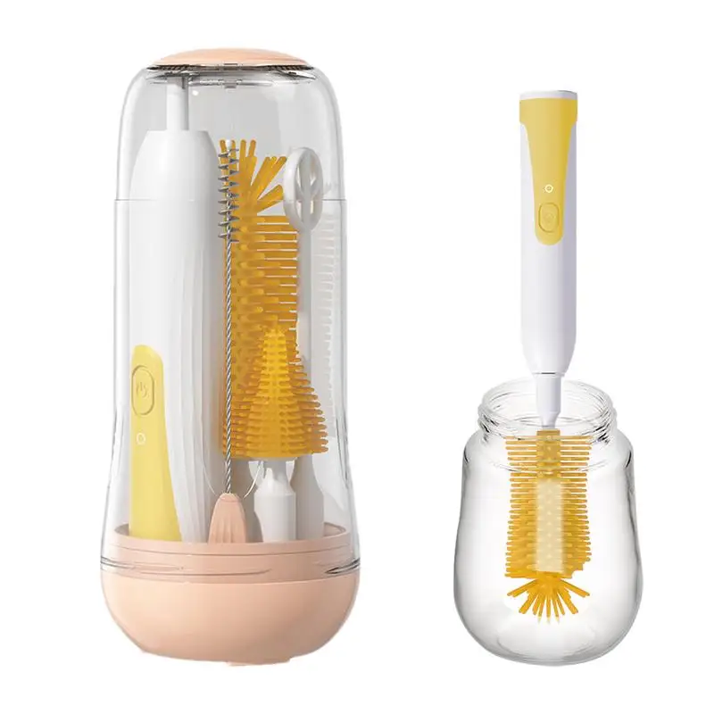 

Электрическая щетка для чистки бутылок, перезаряжаемая вращающаяся на 360 градусов детская бутылочка, 2 режима, бутылочки, соски, компактная коробка для хранения