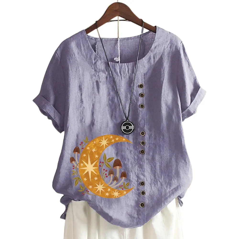 

Colorful Women's Cotton Leisure Top with Printed Pattern in 11 Shades