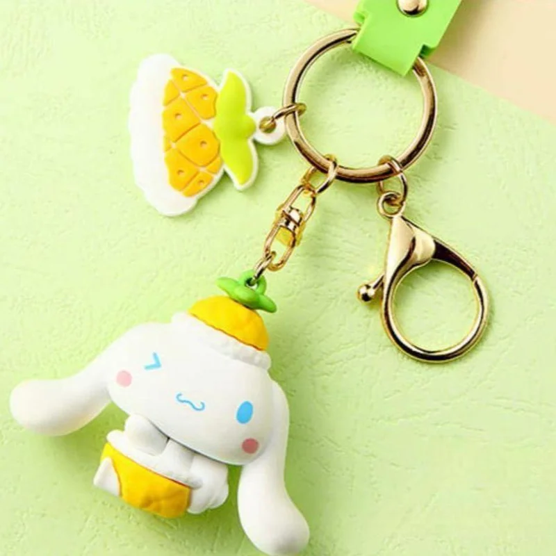 

6pcs Genuine Sanrio Kawaii Cinnamoroll Keychains Cartoon Anime Action Figure School Girl Backpack Pendant Cute Christmas Gifts
