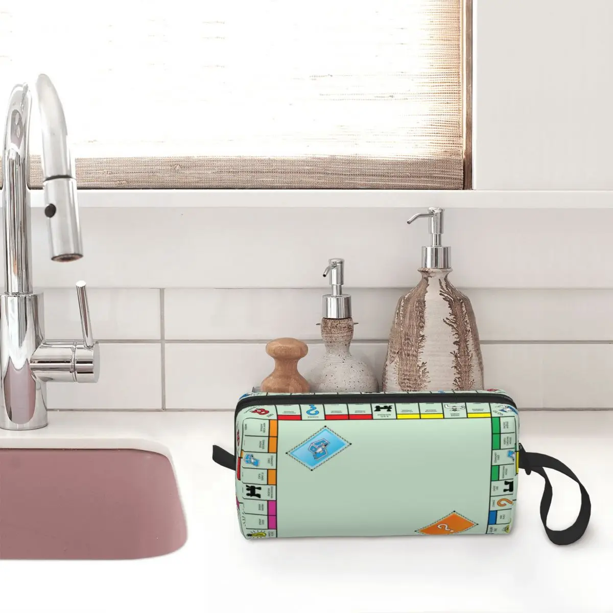 Board Game Board- Monopoly Makeup Bag Cosmetic Organizer Storage Dopp Kit Toiletry Cosmetic Bag Women Beauty Travel Pencil Case 5