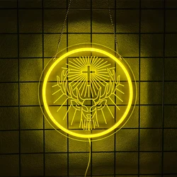 Illuminated Deer Head Neon Sign for Wall Decor - LED Light - Up Accent for Man Cave, Bedroom, or Bar Decor (B)