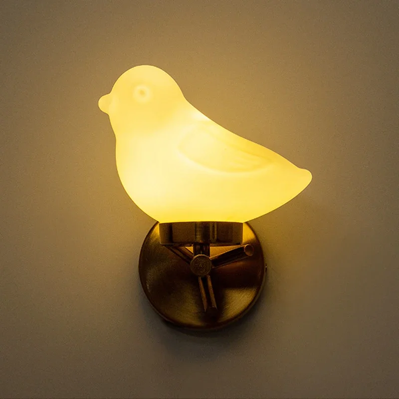 

Cute Bird lamp Wall Light Mount Sconce Creative Nordic Home Art Deco Indoor Loft Living Room Bedroom Modern Led Lighting Fixture