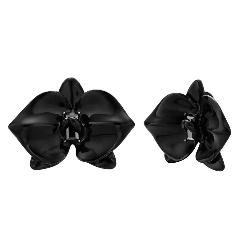 

Orchid series enamel ear clip elegant simple white earrings