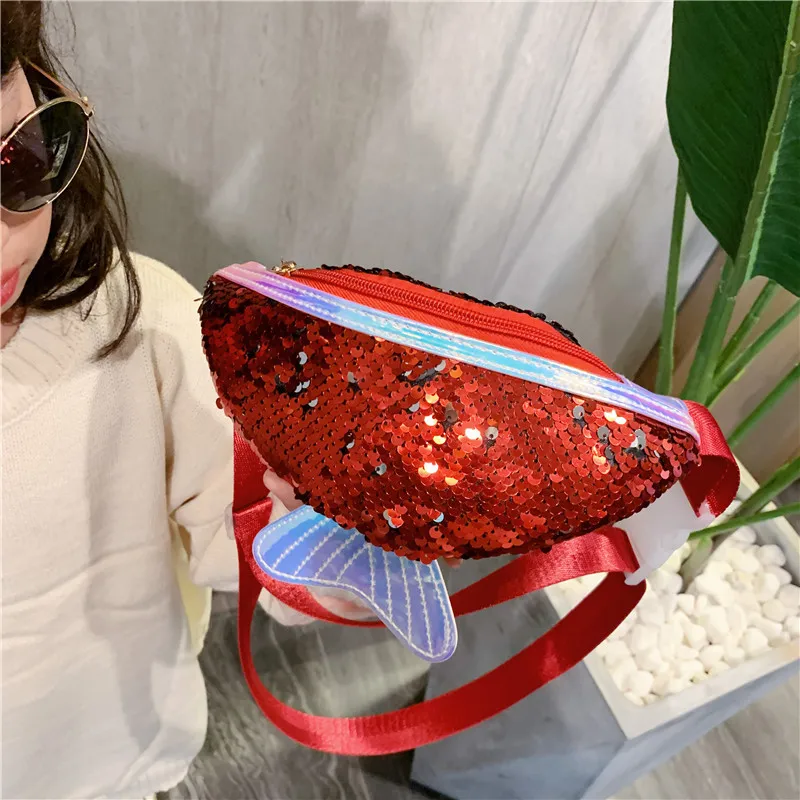 Crossbody Bag for Kids Waistbag for Girl Children with Bling Fish Cute Bag Girls Small Belt Mermaid Sweet Shoulder Bags Crossbody Bags