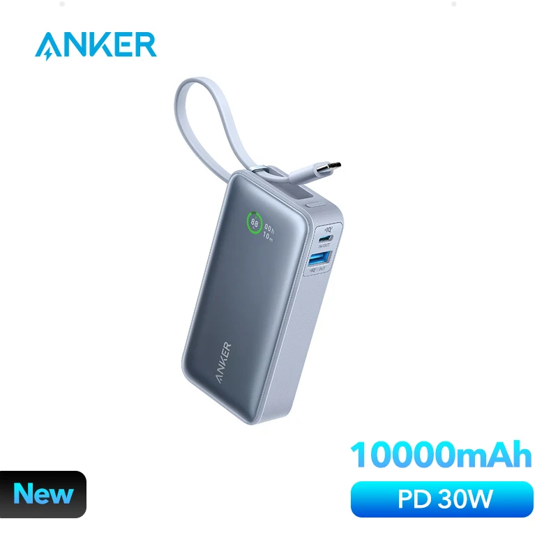 Anker Nano Power Bank 10000mAh PD 30W Spare Battery Portable Power Bank 10K Portable  Charger with USB-C Cable for iPhone 15 - AliExpress
