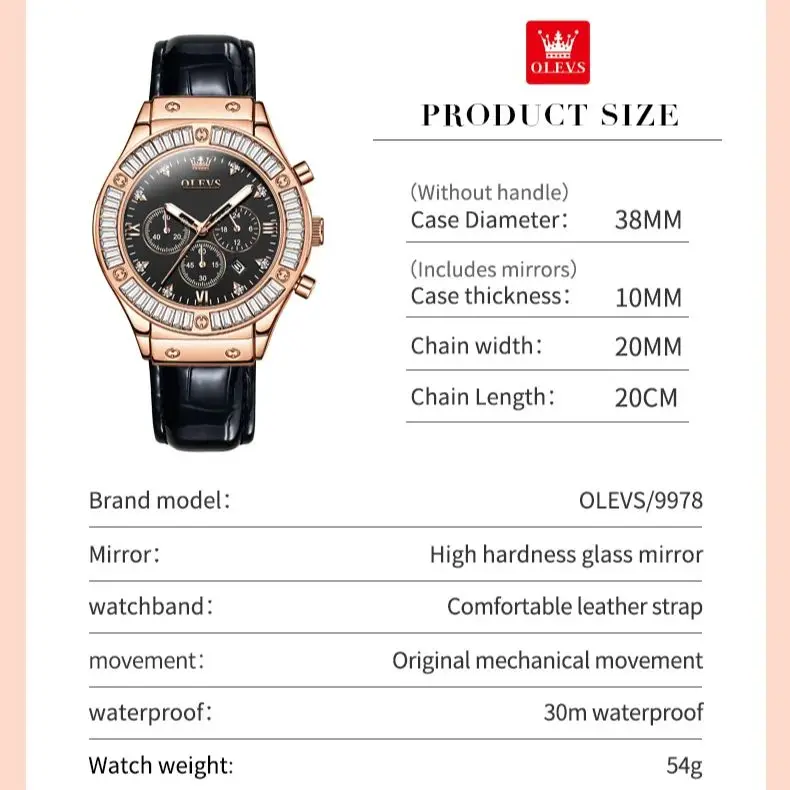 ساعة أوليف كوارتز تناظرية للنساء ، حزام جلدي ، مقا...