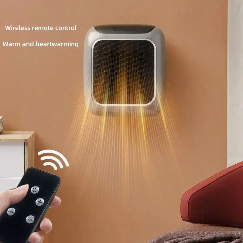 800W Mini Heater Wall Portable Heater Small Bathroom Heating Fans PTC Ceramic Electric Heater Small Remote Control Heater