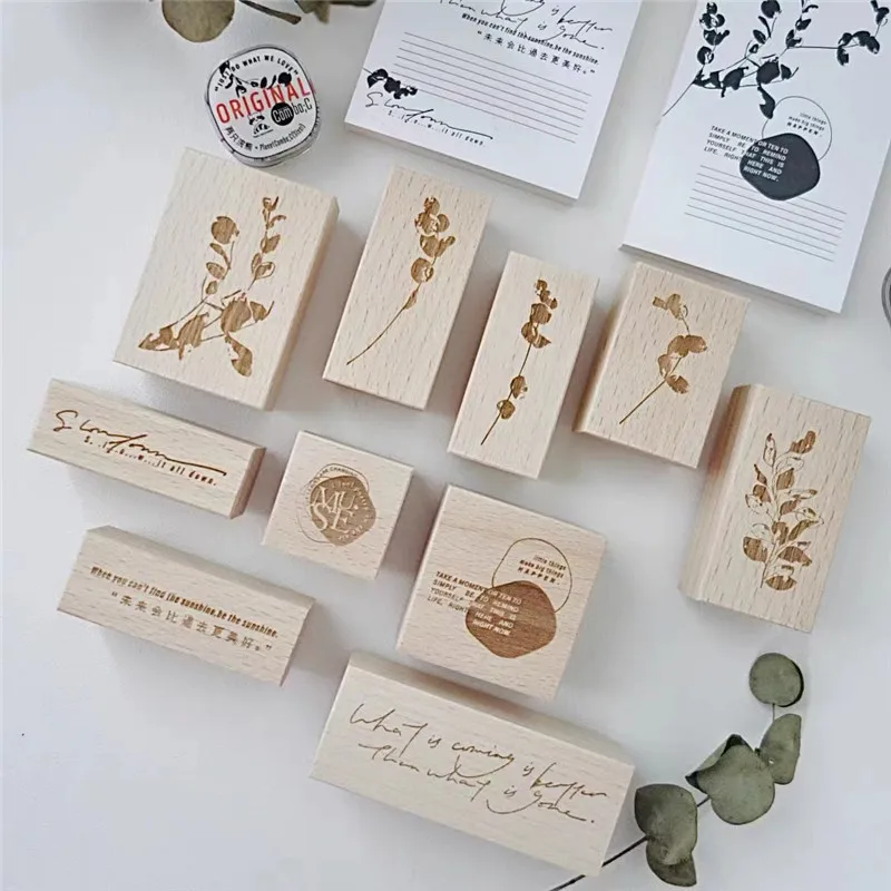 Vinage The Song of Leaves Wooden Rubber Stamp for DIY Scrapbooking Photo  Album Card Making