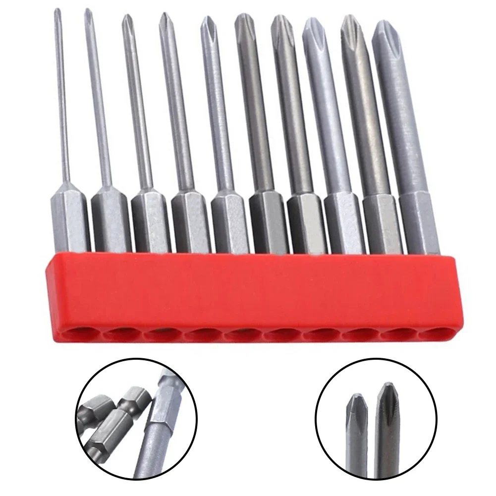 10Pcs 65mm Magnetic 1/4inch Hex Electric Cross Screwdriver Bits PH00 PH0 PH1 PH2 Hex Shank Magnetic Cross Screw Head