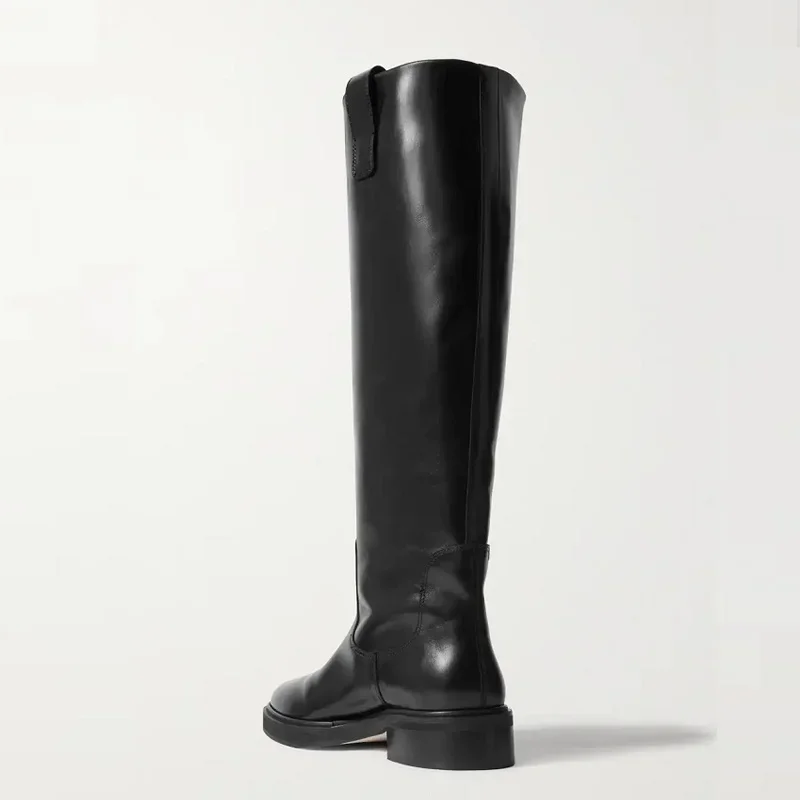 smiple brand design leather knee high boots for women thick mid heeled autumn winter warm shoes woman motorcycle boots woman
