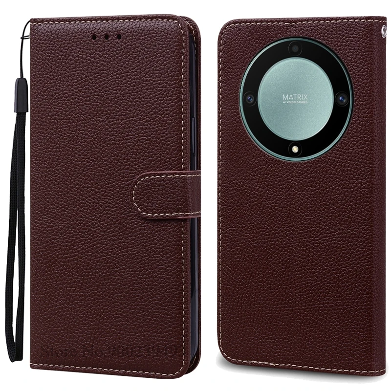 Luxury Leather Flip Wallet Cover for Honor X9A 5G - Premium Silicone Protection