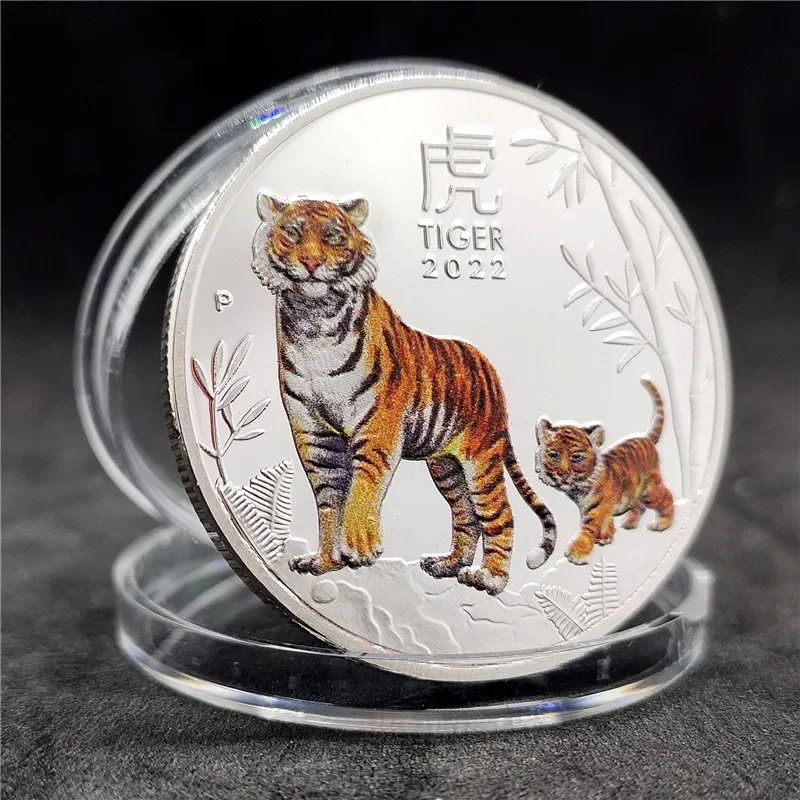 Description Picture 5 of itemGold Silver Coin Tiger Animal Non-currency Coins Year The Plated Coin 1 Oz Painted Commemorative Medal Craft Collection 2022