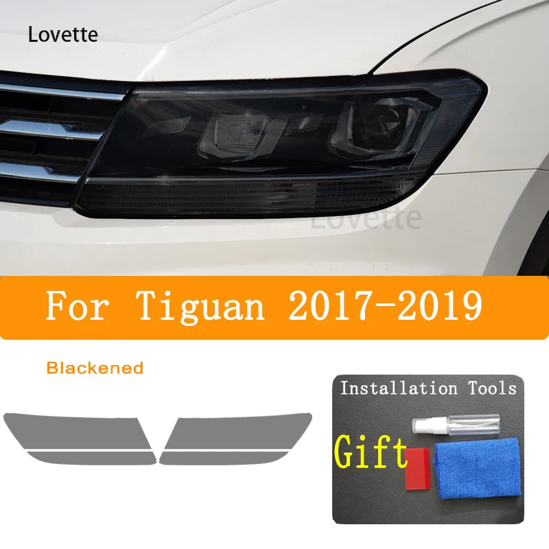 For Tiguan 2017-2019  Car Headlight Protective Film Front Light Transparent Smoked Black TPU Sticker