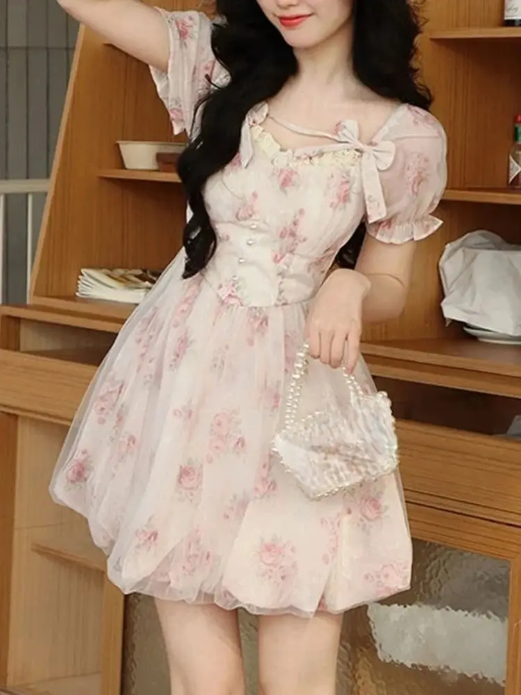 

Летние облегающие платья в цветочек для женщин, милое женское платье с рисунком, короткая милая розовая мини-юбка, новое женское платье для выпускного вечера