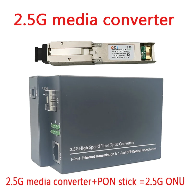 2.5G media converter XPON ONU SFP Stick Module GPON/EPON FTTH Bridge ...