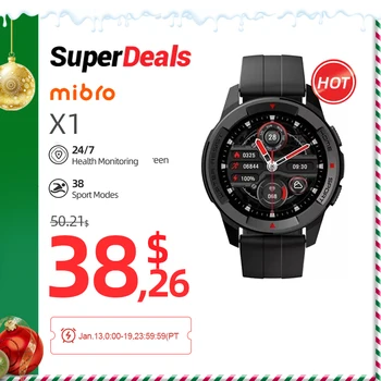 Mibro Watch X1 글로벌 버전 350mAh 배터리 1.3Inch AMOLED 화면 SpO2 측정 iOS Android 용 Bluetooth 스포츠 Smartwatch