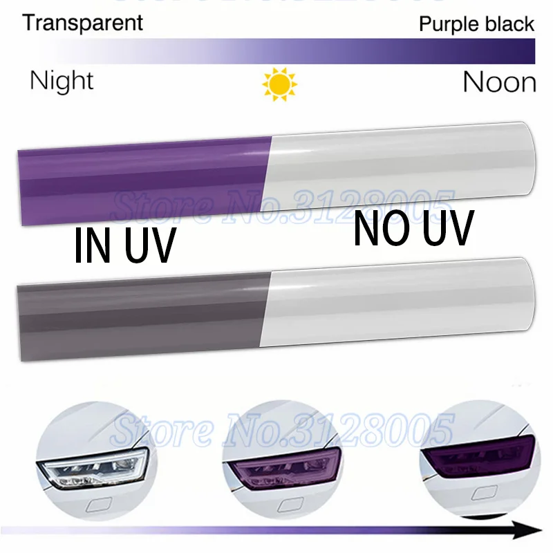 30CM 40CM 60CM PPF Paint Protection Photochromic Film UV Color Change Headlight Protection Film Self-healing Anti-scratch Film цена и фото