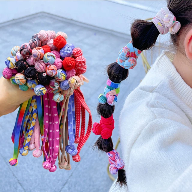 3/4/6 Pcs/Set Women Girls Sweet Colors Flower Cherry Elastic Hair