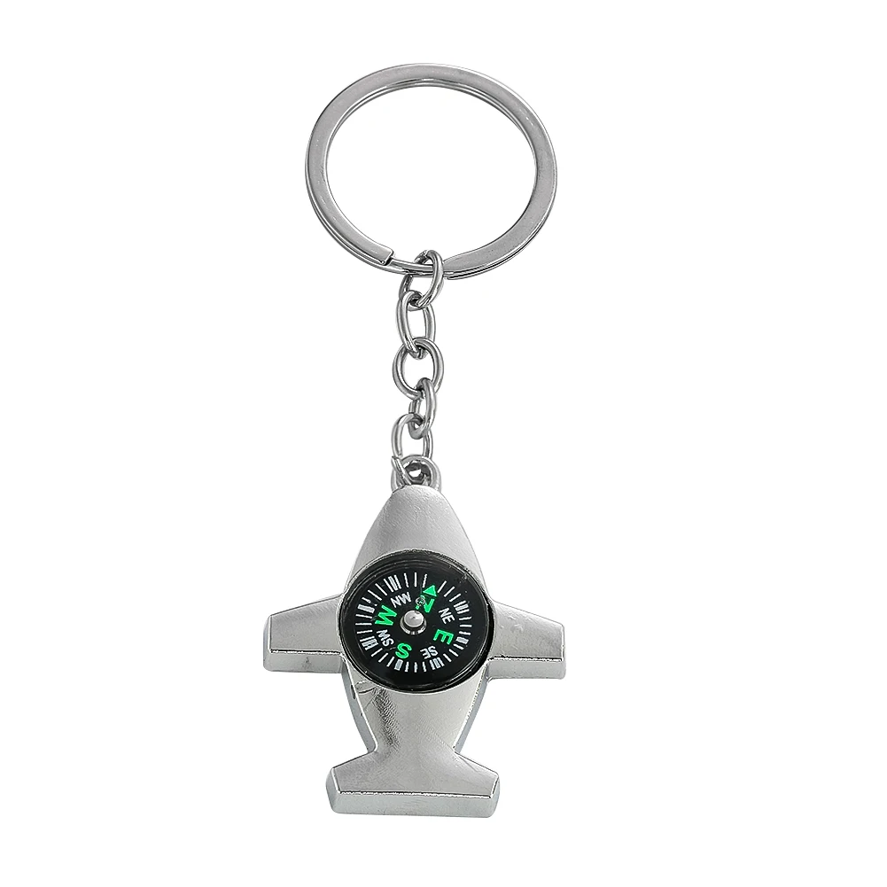 Creative Airplane Compass Keychain Car Key Ring Portable Outdoor