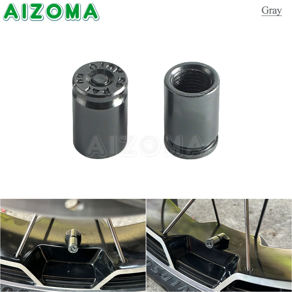 Universal Aluminum Wheel Tire Valve Caps - Waterproof Motorcycle Accessories (2 Pack)