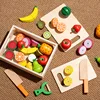 Wooden Simulation Pretend Play Kitchen Toys Magnetic Cutting Fruit Food Set Game Montessori Educational Toy Gifts for Kids Baby 1
