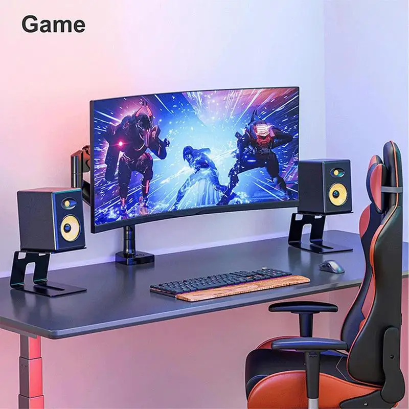 Supports De Haut-parleur Pour Bureau - Lot De 2, Inclinés à 16°, En Métal Avec Patins EVA, Pour Enceintes Compactes Jusqu'à 14 Cm