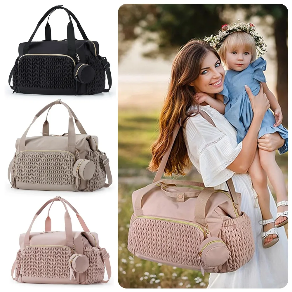 Multifunction Mommy Diaper Bag with Insulated Pocket Changing Pad Portable Baby Diaper Bag Large Capacity Nappy Waterproof