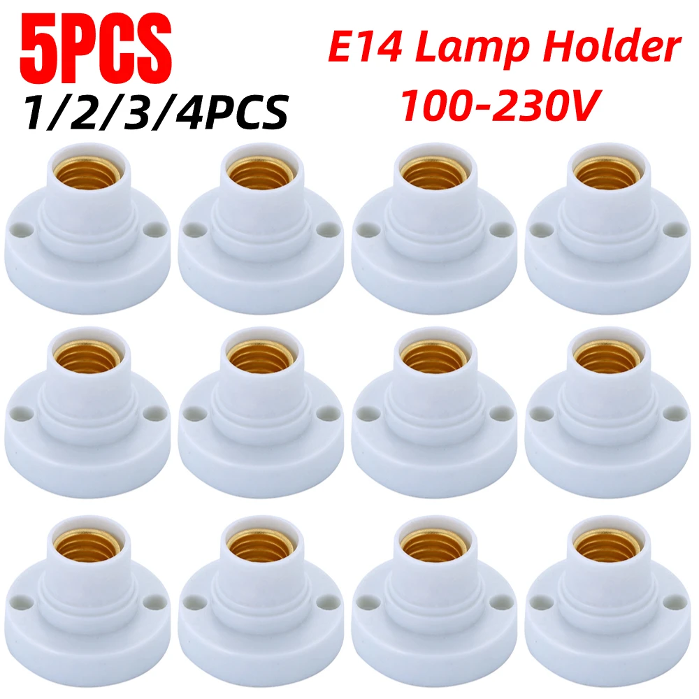 

1-5pcs 100-230V E14 Screw Light Bulb Holder Base Fitting Screw Cap LED Light Socket White Lamp Fixing Adapter Converter Stand