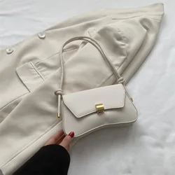 Chic Solid Leather Women's Crossbody Bag - Versatile Casual Square Shoulder Bag (White)