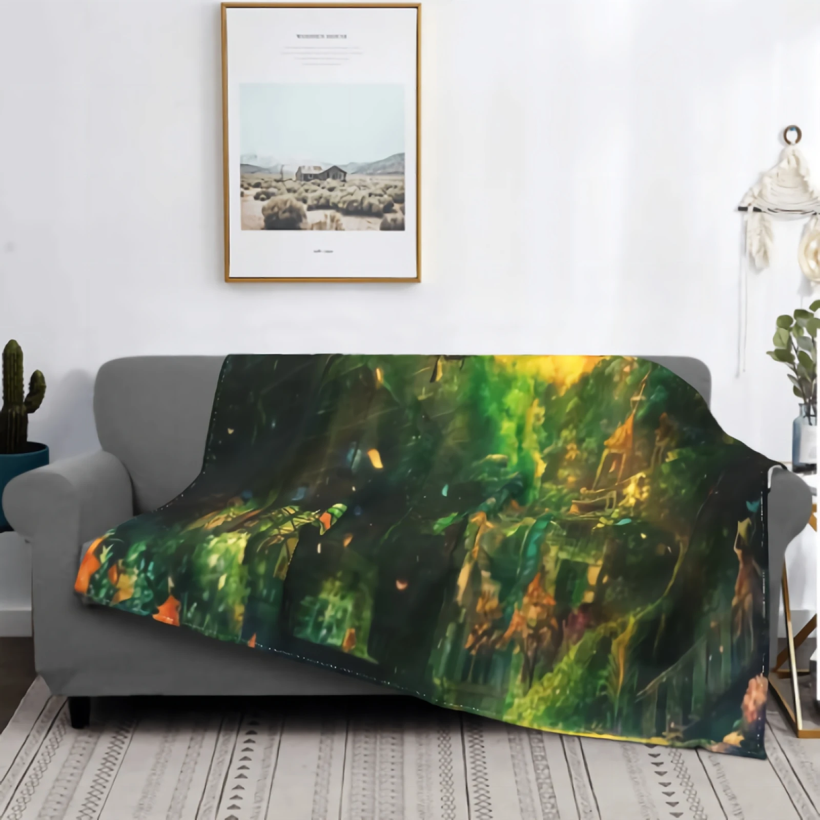 

Garden Fantasy Forest Blanket for Couch Bed Sofa Super Soft Cozy Plush Microfiber Fluffy Blanket Lightweight Warm Throw 80"x60"