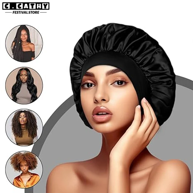 Cuffia per capelli per donne che dormono Cuffia per dormire a tesa larga Cuffia per capelli per capelli ricci Cuffia per doccia Bambini Uomini 4