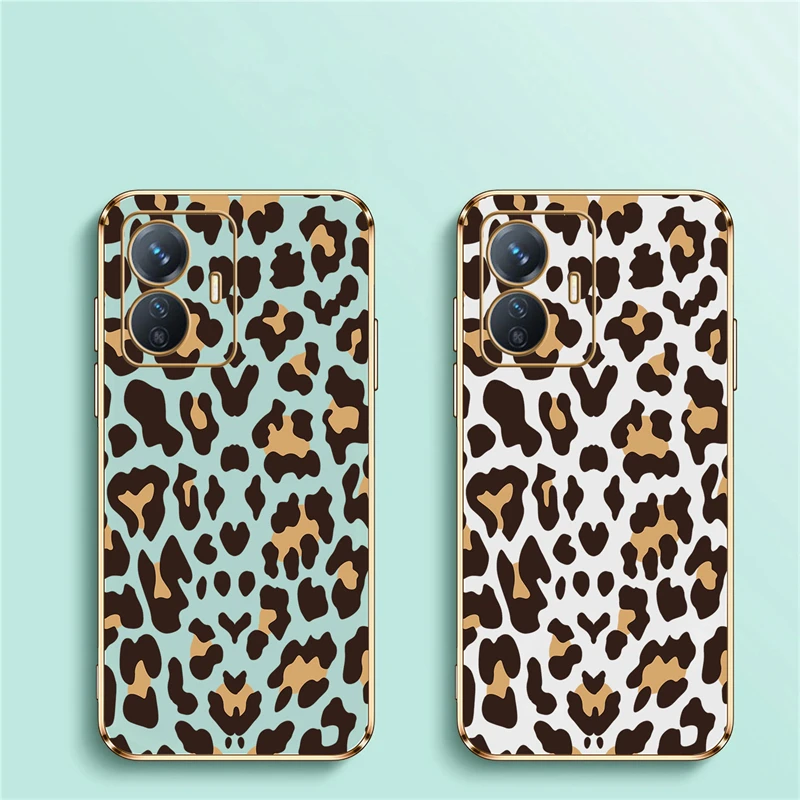 Leopard Pattern Soft Phone Cover with Plating Finish