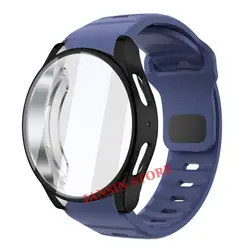 TPU Soft Case with Silicone Strap & Full Cover Screen Protector for Galaxy 4 40mm (Midnight blue-B)