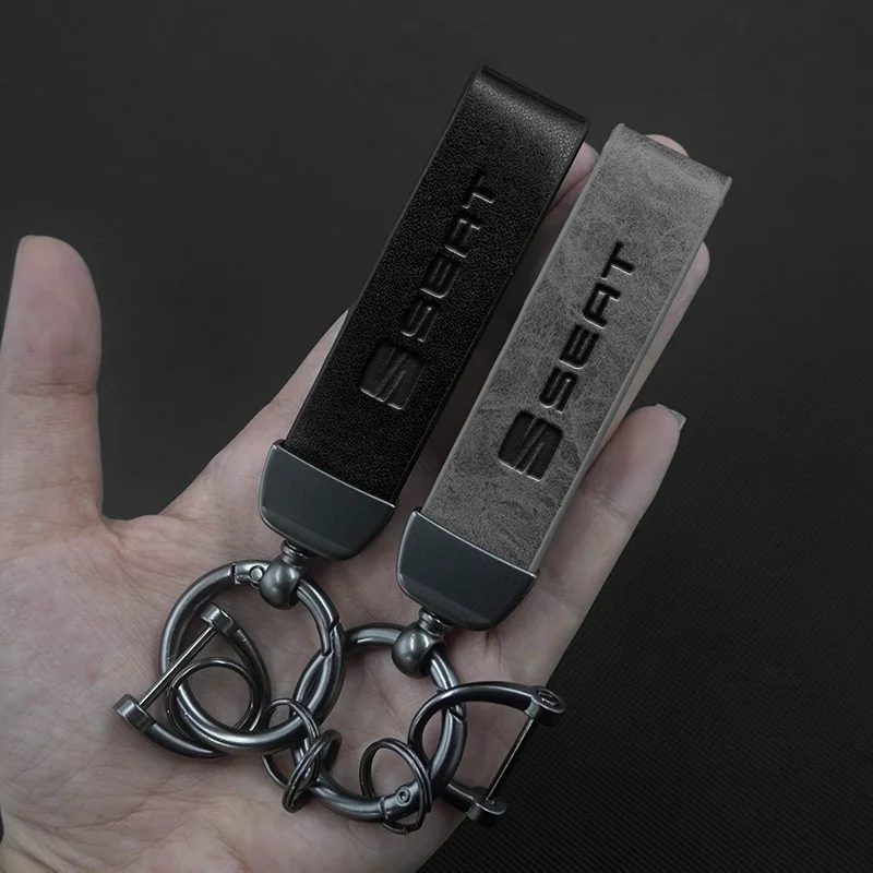 Vintage Leather and Zinc Alloy Car Keychain