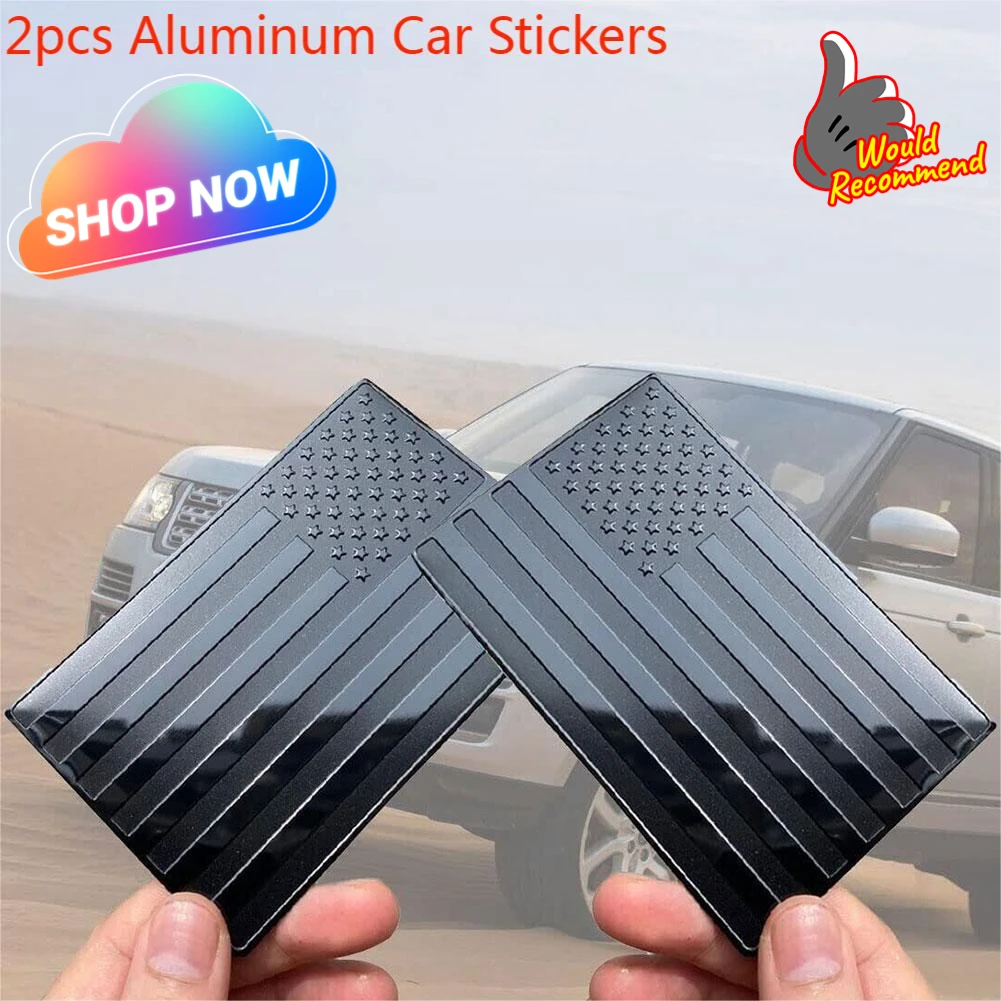 Car stickers car window stickers car window trim stickers car fender emblem badge Metal Aluminum Car Stickers 2pcs Black Metal USA American Sticker Accessories Emblem Car Flag Badge Tuning Motorcycle