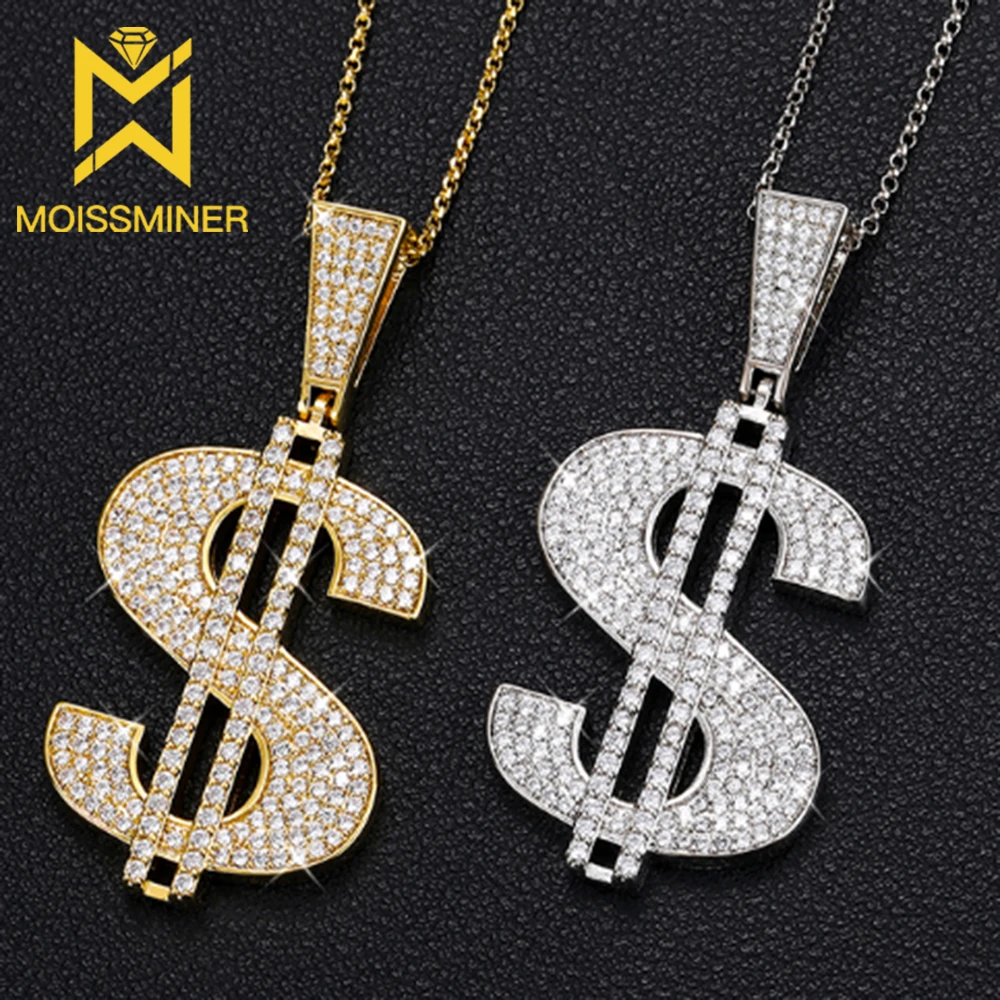 All New Moissanite Dollar Pendant Necklaces For Men S925 Silver Real Diamond Customized Necklaces Women Jewelry Pass Tester