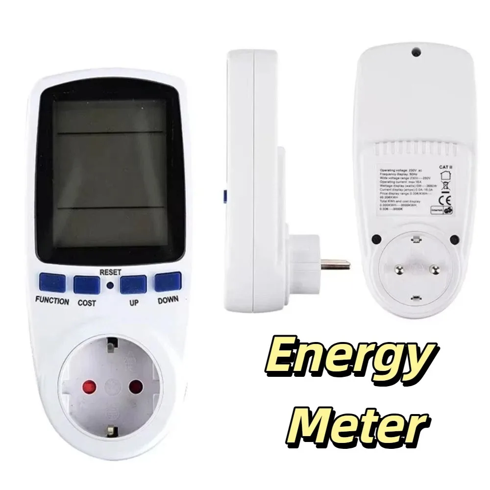 220V 110V Digital LCD Wattmeter EU/AU/UK/FR/US Plug Digital Display Energy Meter LCD Screen Durable Wattage Meter