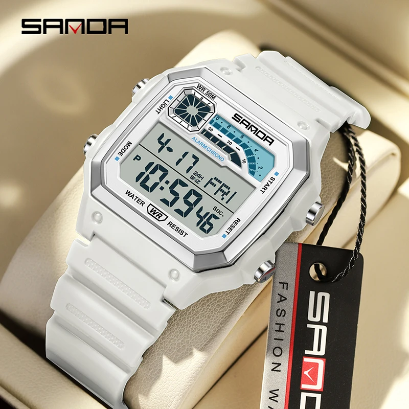 Men's Luxury Digital Wristwatch with Luminous Dial and Waterproof Features