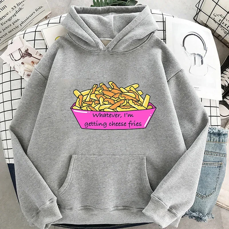 2024 Cheese Fries Mean Girls Hoodies Sudaderas Men Clothing Streetwear Male Long Sleeve Hooded Pullovers Hip Hop Tops Streetwear