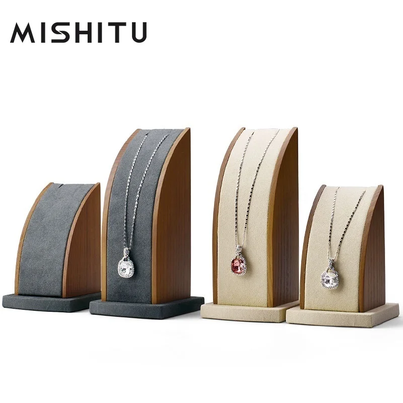 MISHITU-2Pcs-Set-Wooden-Necklace-Jewelry-Diaplay-Stand-Solid-Wood ...