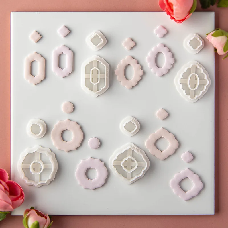 Geometry Series Simple Shape Polymer Clay Earring Cutting Molds Lace Hollow Jewelry Pendant Clay Cutters DIY Decoration Making,polymer clay cutter