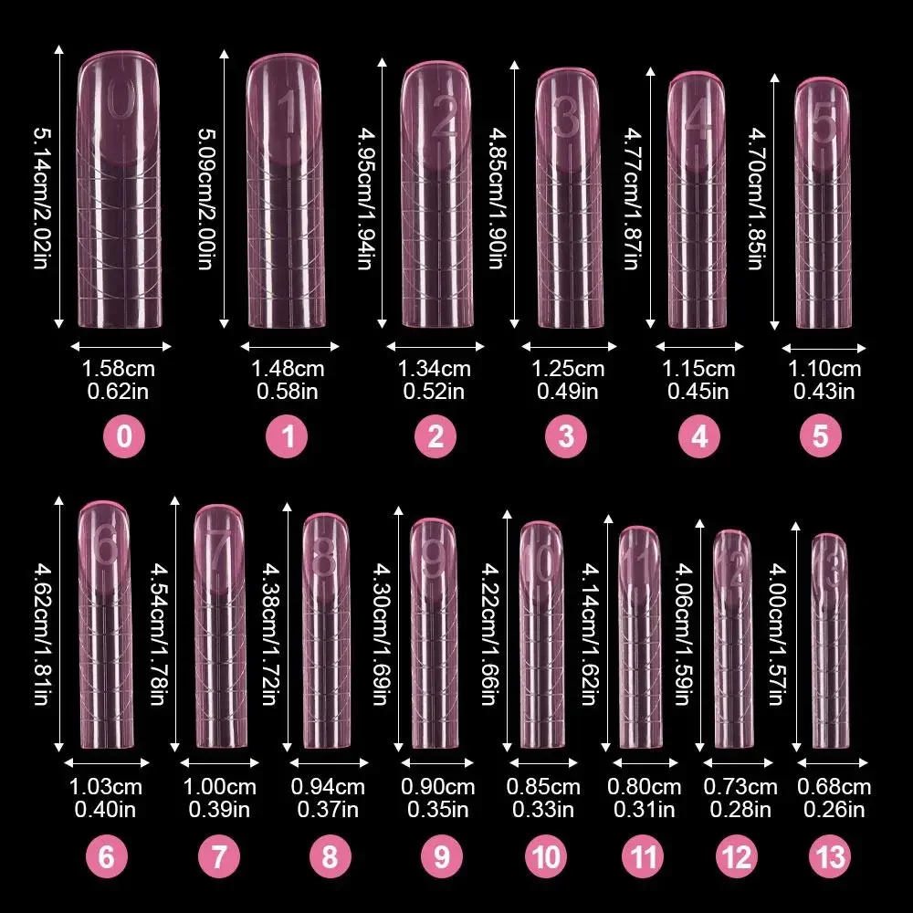 140Pcs/box French Nail Dual Forms Quick Building Gel Mold Square Pink Transparent Nail Extension Molds Full Cover with Scale