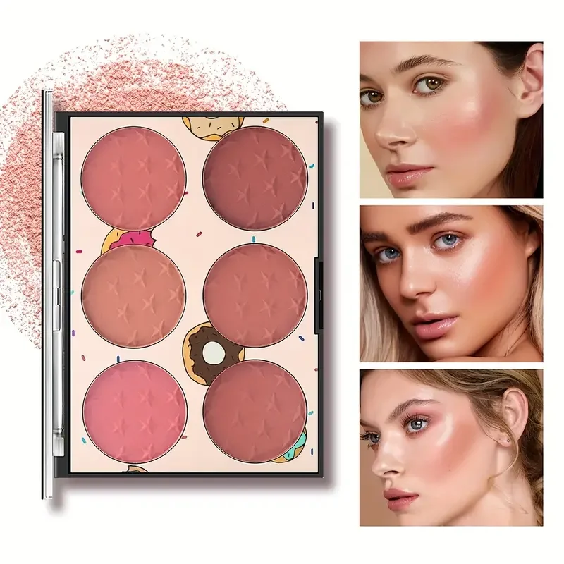 6-color blush palette, matte, waterproof, natural, long-lasting, high-pigment brightening cute star print blush 2