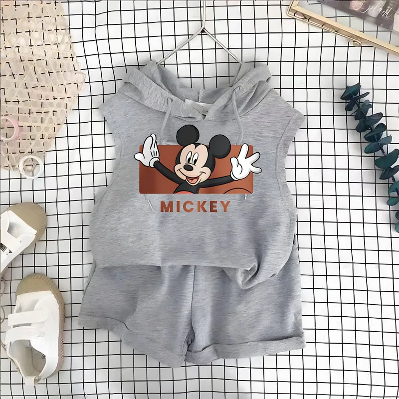 Summer new cartoon Mickey T-shirt vest+shorts fashionable children's lightweight and breathable two-piece set 3